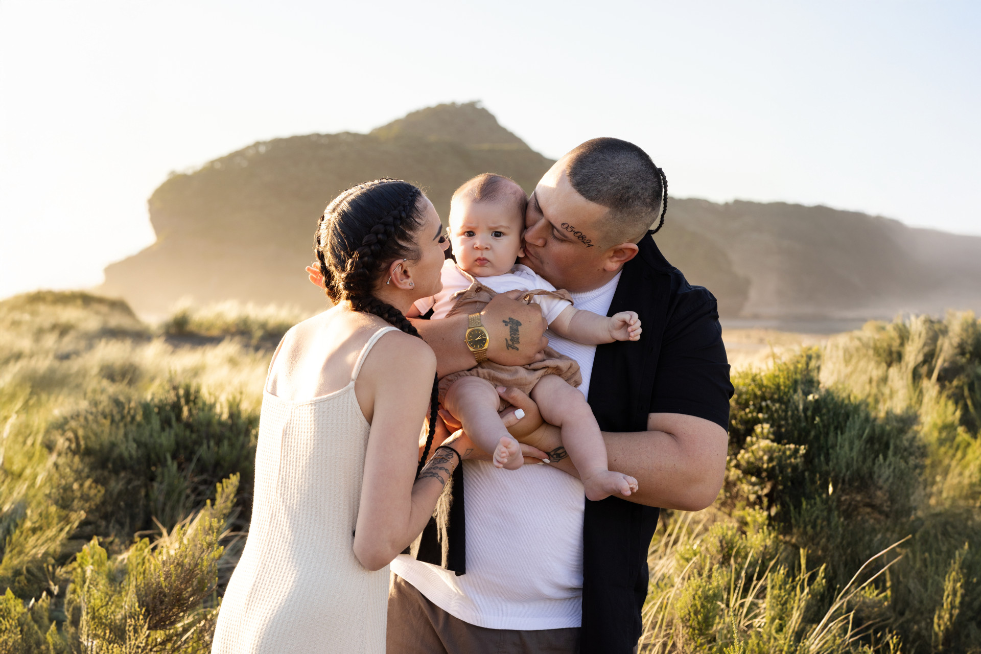 family photo at the beach