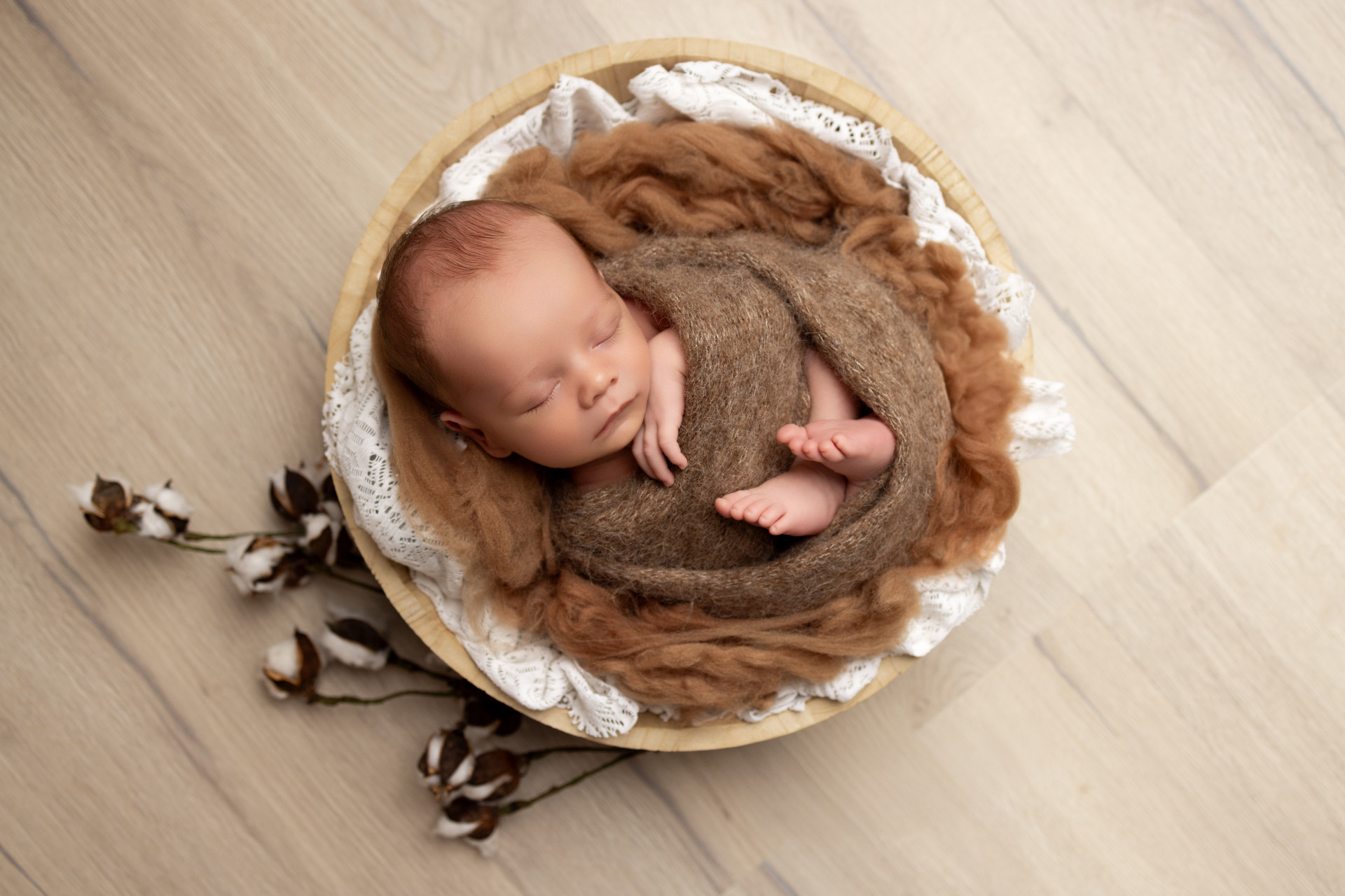 curly baby in bowl